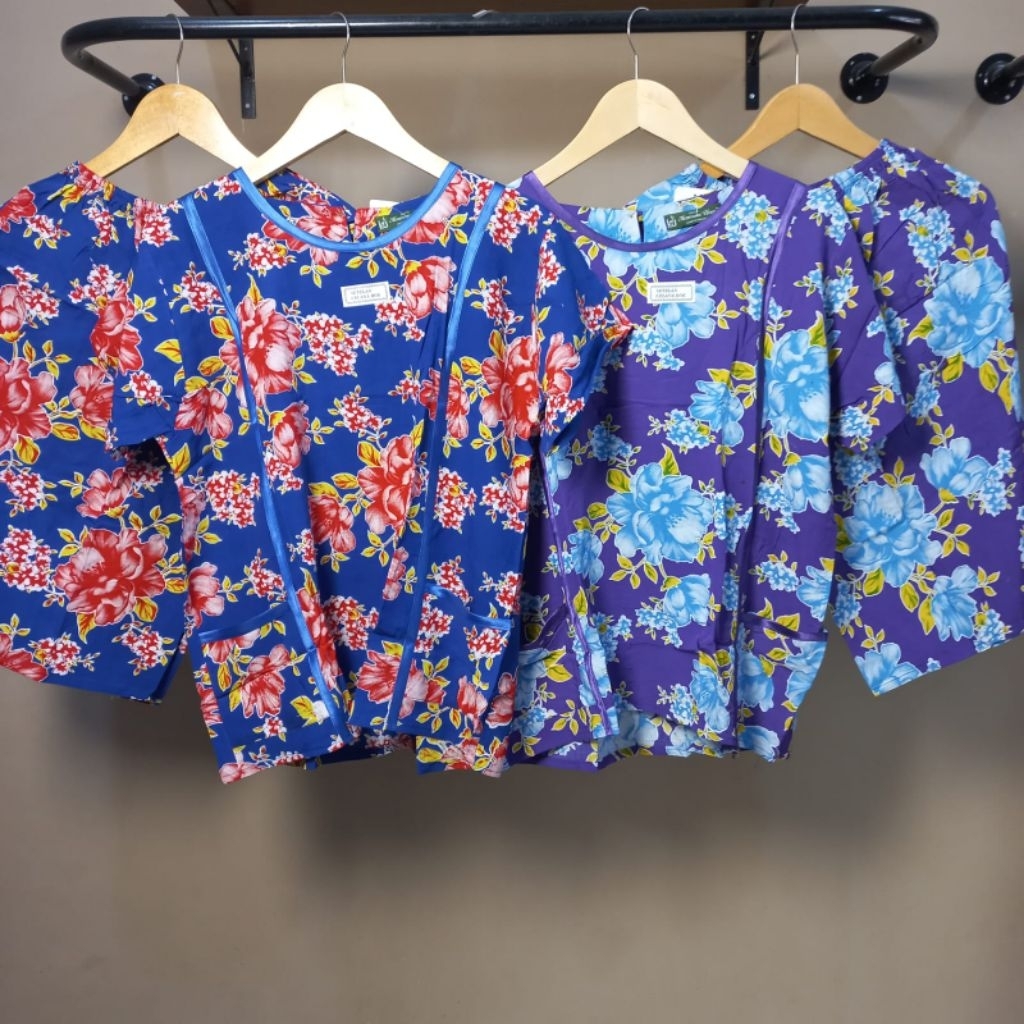 Kencana Ungu Oneset  RC Tunik Mama Model Lengan dan Celana Pendek Bahan Rayon Adem Motif Bunga