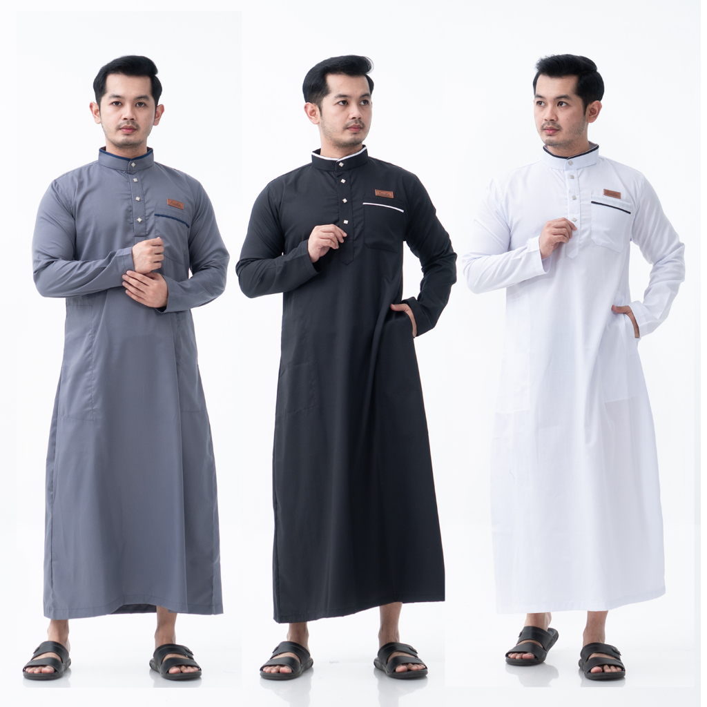 Jubah Pria Premium Original Slimfit Jumbo Cowok | Baju Gamis Pria Koko Laki Laki Import Putih Hitam