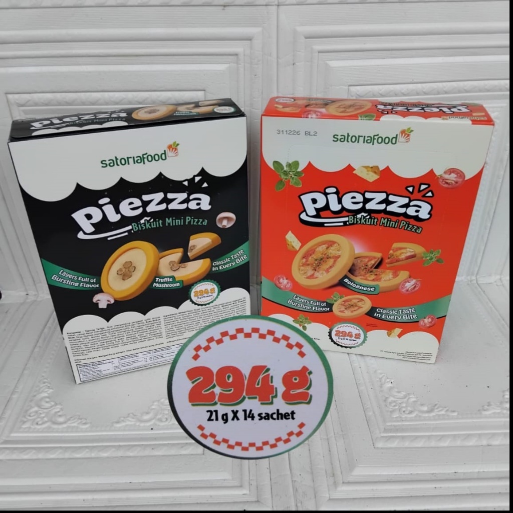 Piezza biskuit mini pizza bolognese dan trufflemushroom kemasan dus 294gr/kue lebaran