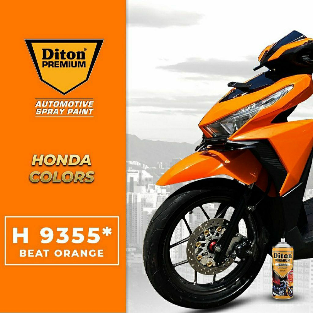 #MAU# Cat Semprot Diton Premium H 9355 Beat Orange 400ml Oren Kilap Solid Honda Oranye Cat Spray Duc