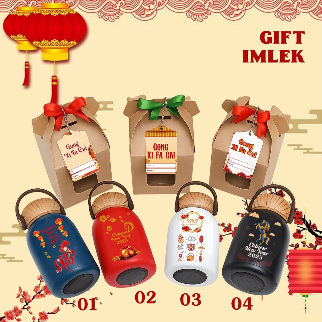 PAKET SOUVENIR IMLEK / LEBARAN  NATAL / TERMOS MINI NATAL / PAKET TERMOS MINI JAMUR NATAL BOX COKLAT