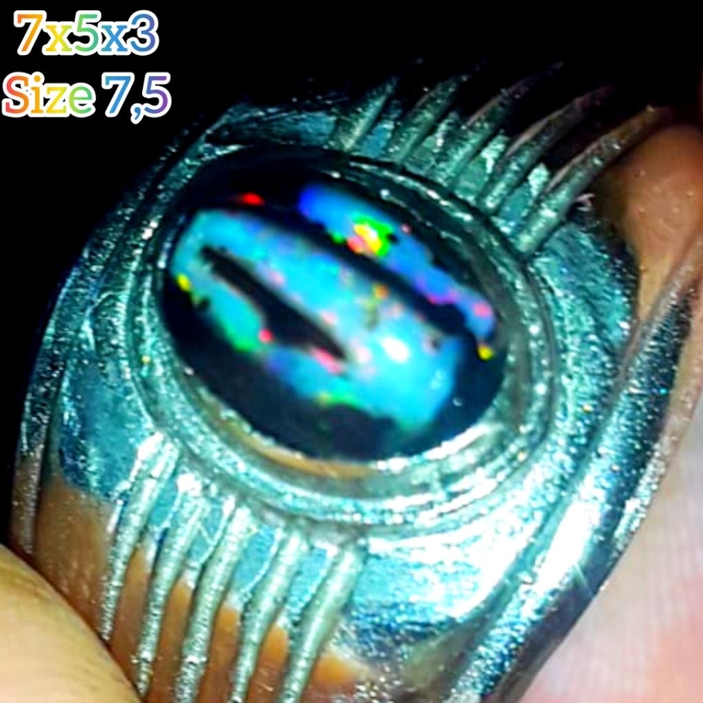 Cincin Batu Black Opal Kalimaya Sempur Banten Natural Jarong