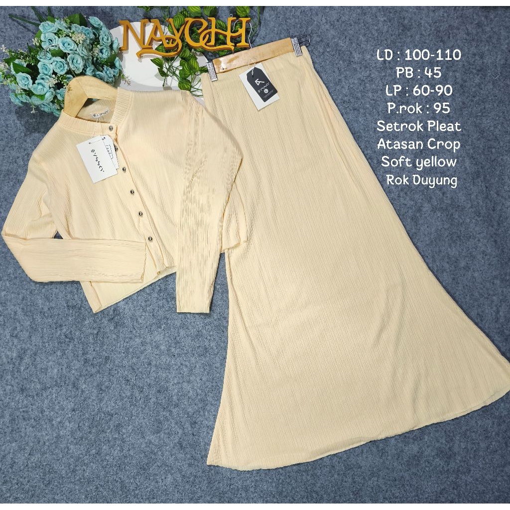Setrok Pleat crop wanita/one set pleat terbaru/setelan rok pleat wanita/Setrok Plisket