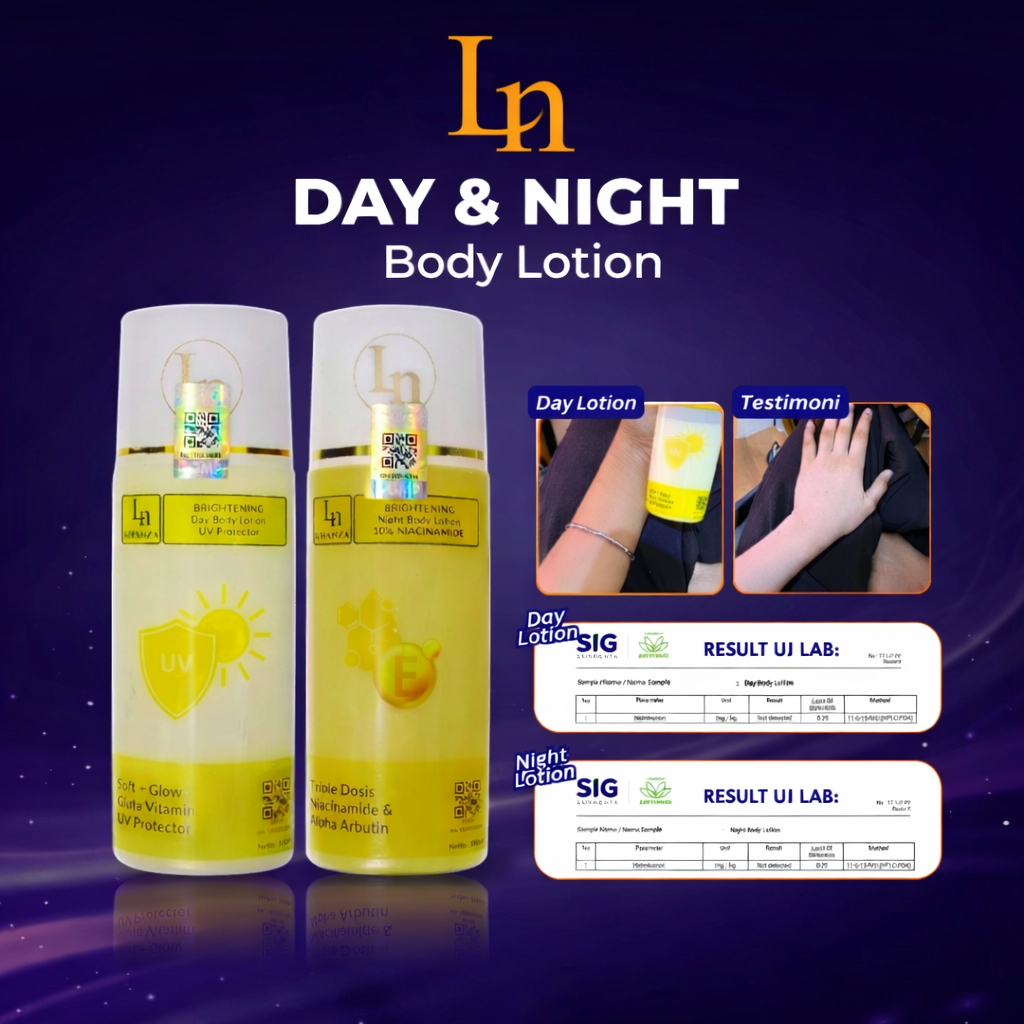 Ln body lotion paket siang malam brightening glow & moisturizing HB Dosting