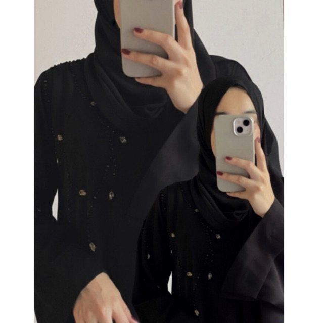 By Wardah || Khadijah Abaya Jetblack | abaya couple | set ibu anak | Dress cuople