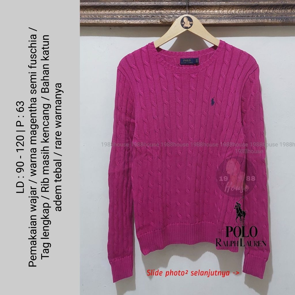 POLO RL SWEATER CABLE KNIT MAGENTHA SEMI FUSCHIA
