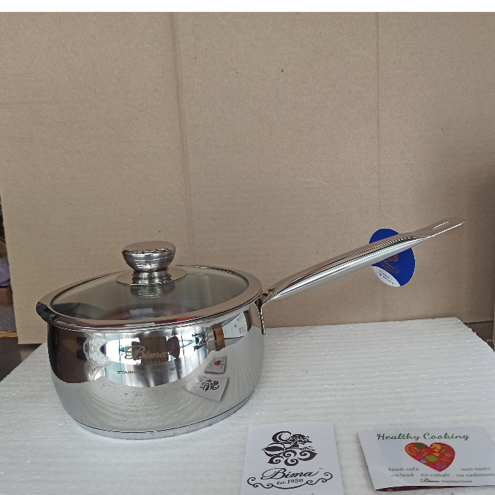 Bima Sauce Pan Origin Premiere w/Tempered Glass Lid /Panci Stainless Steel 304