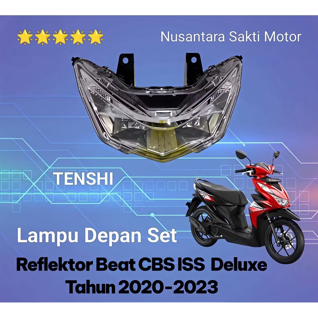 ( K1A Gen 1 Beat New LED Deluxe 2020 - 2024 ) Reflektor Lampu Depan Set Komplit kaca mika