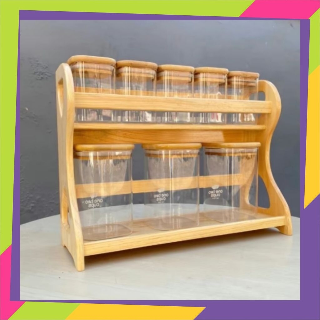 Rak Bumbu Dapur / Rak Bumbu Kayu / Rak Bumbu Susun / Rak Bumbu Dapur Kayu / Rak Bumbu estetik / Rak 