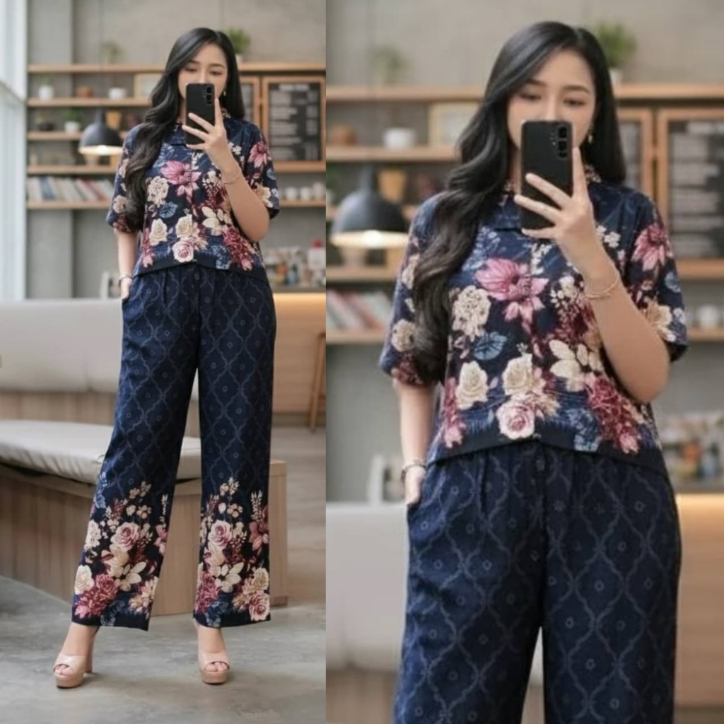 Daily setelan crop lengan pendek celana kulot setelan rayon premium kekinian wanita adem halus