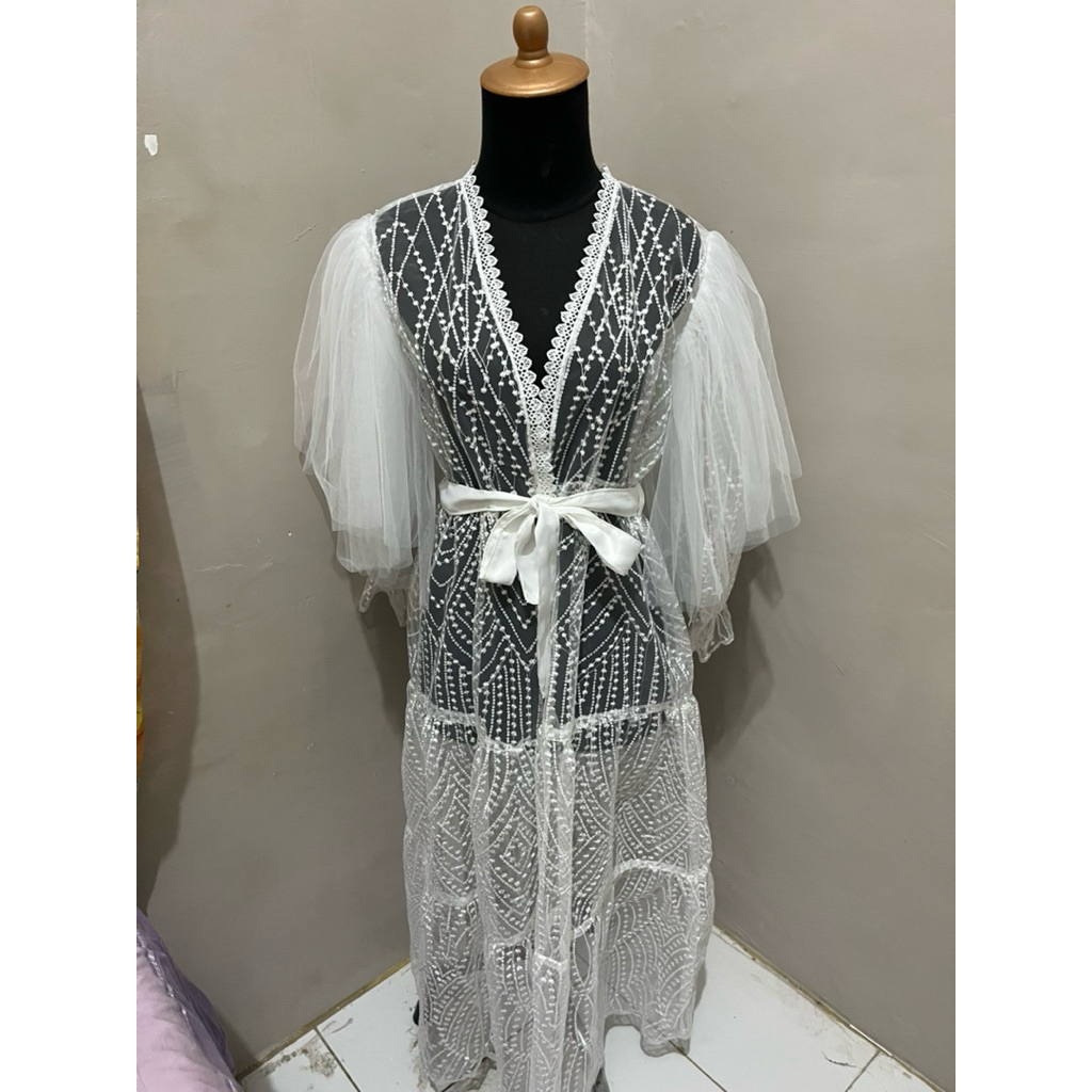 Raelyn PANJANG Kimono Bride / (TERMASUK DALAMAN) Kimono Pengantin / Kimono Satin / Kimono Lace