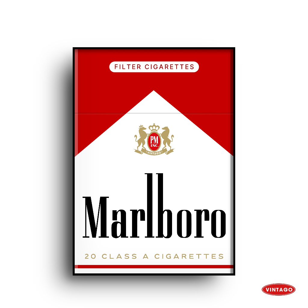 Poster Frame Box A3 Marlboro Original Merah Iklan Cigarettes Amerika Retro Vintage Klasik