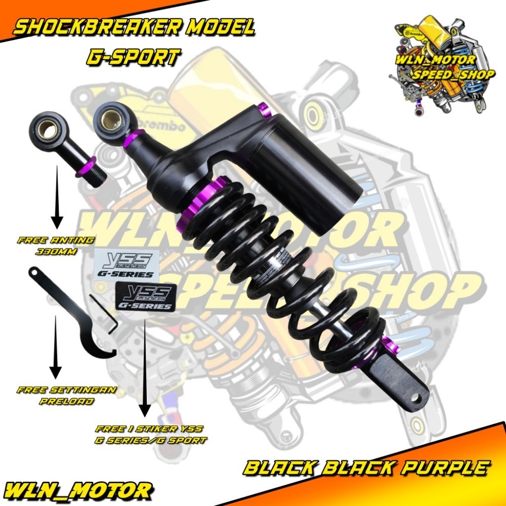 Shock Shockbreaker belakang matic single ukuran 310/free anting atas 330 BUKAN yss G series hitam