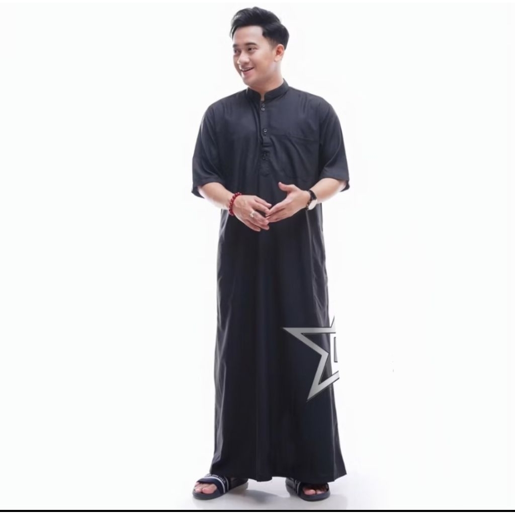 jubah gamis pria lengan pendek blitz tengah kekinian