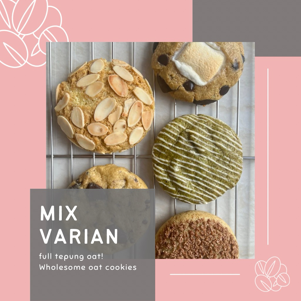 (ISI 5) MIX VARIAN OAT SOFT COOKIES Classic Choco, S’mores, Matcha Drip, Caramelt crumble, Almond Go