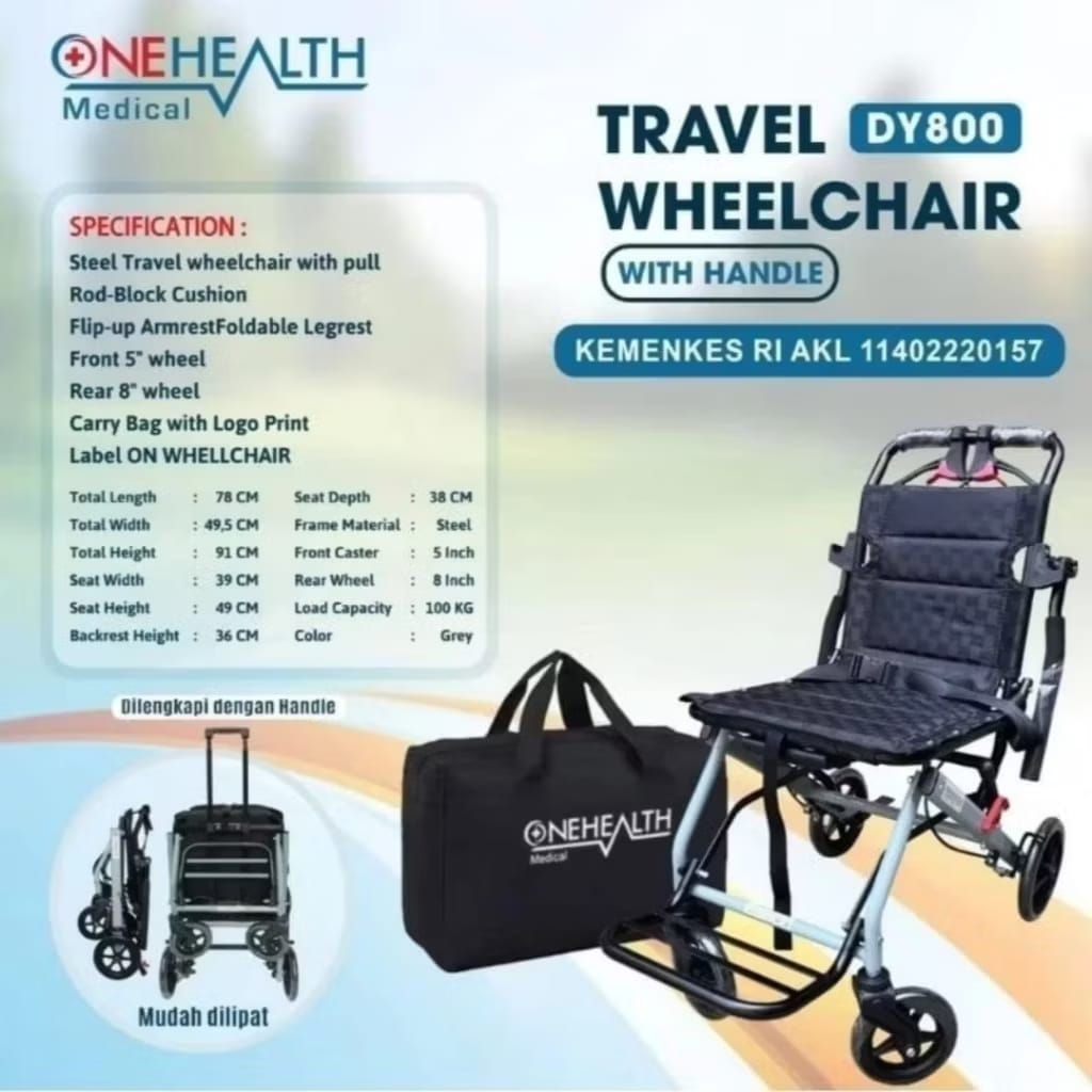 kursi roda traveling + tas kursi roda lipat ringan kursi roda umroh kursi roda berat 8 kg beban pasi