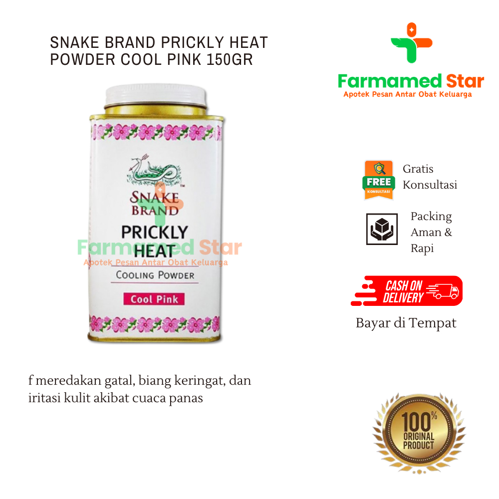 Prickly Heat Cool Pink Baby Powder 150g - Membantu Gatal, Sejuk, Segar