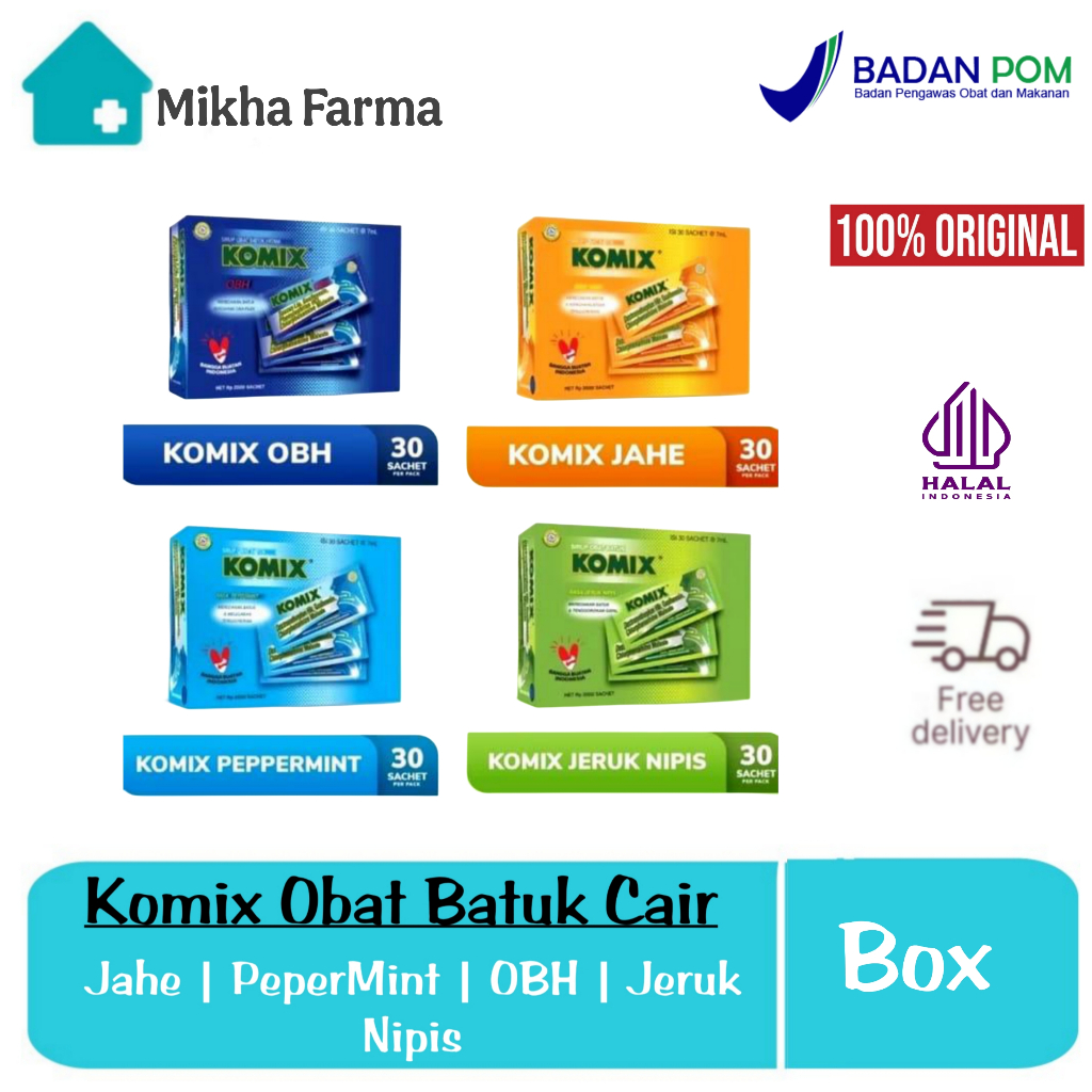 Komix / Box 30 Sachet - Meredakan Batuk Berdahak dan Batuk Kering