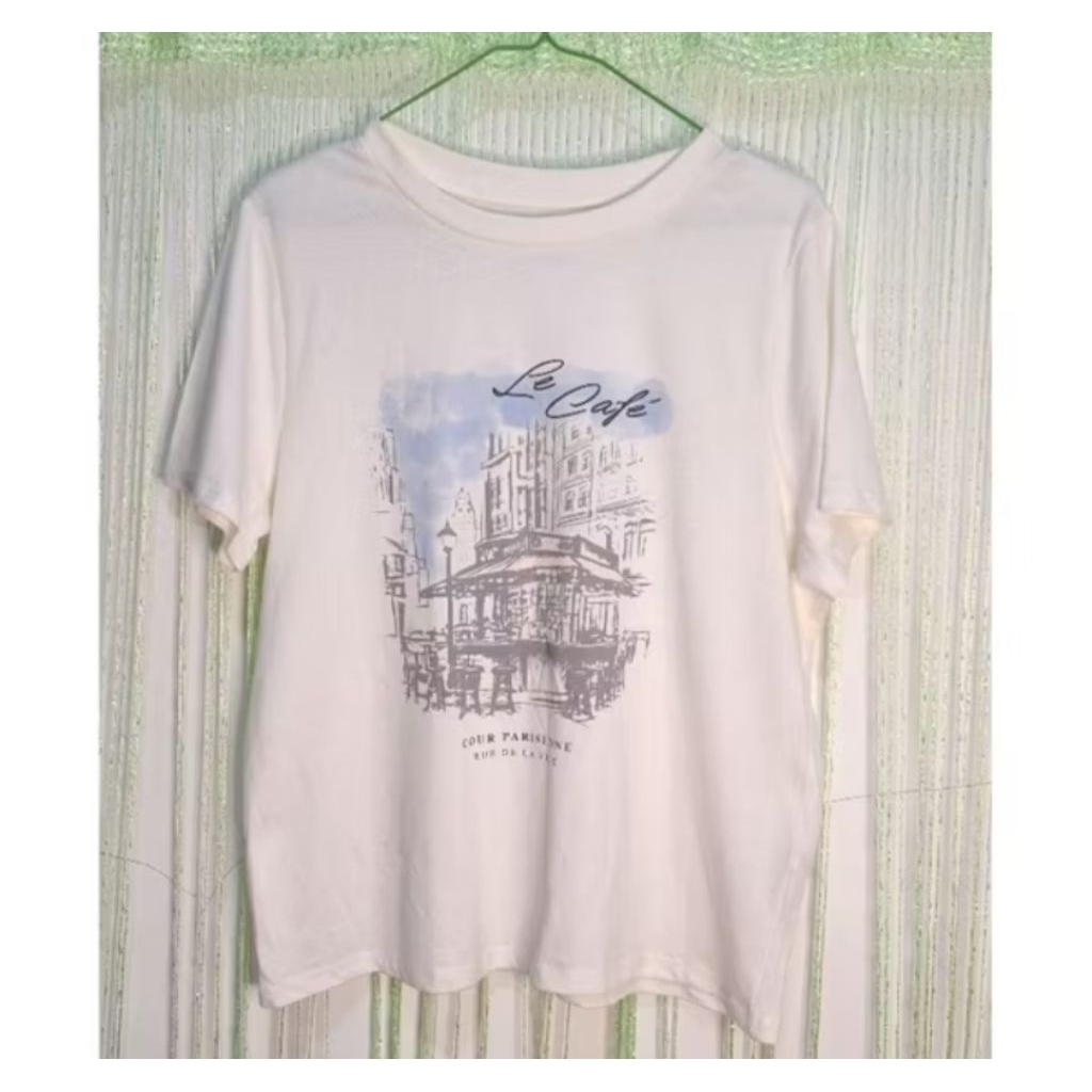 baju kaos wanita jumbo warna putih lengan pendek