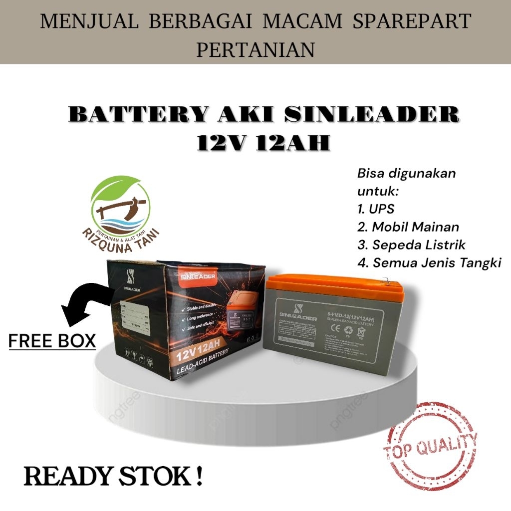 AKI  BATTERY SINLEADER 12V 12AH / AKI SINLEADER ORIGINAL / AKI SPAREPART / AKI UPS/ AKI MOBIL MAINAN
