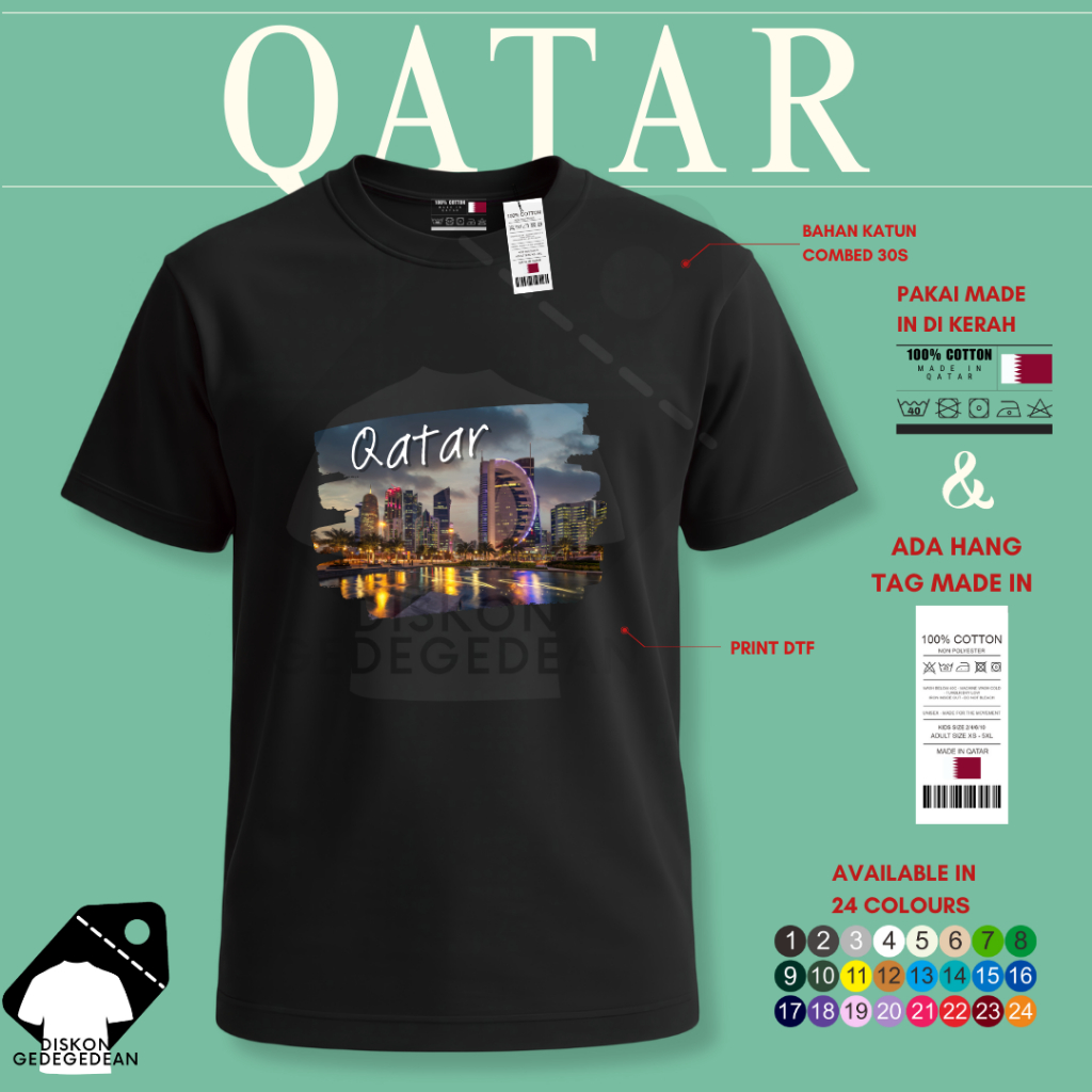 Diskongedegedean Kaos Souvenir Qatar Baju Tshirt Oleh Oleh Qatar Dewasa Anak Varian 4