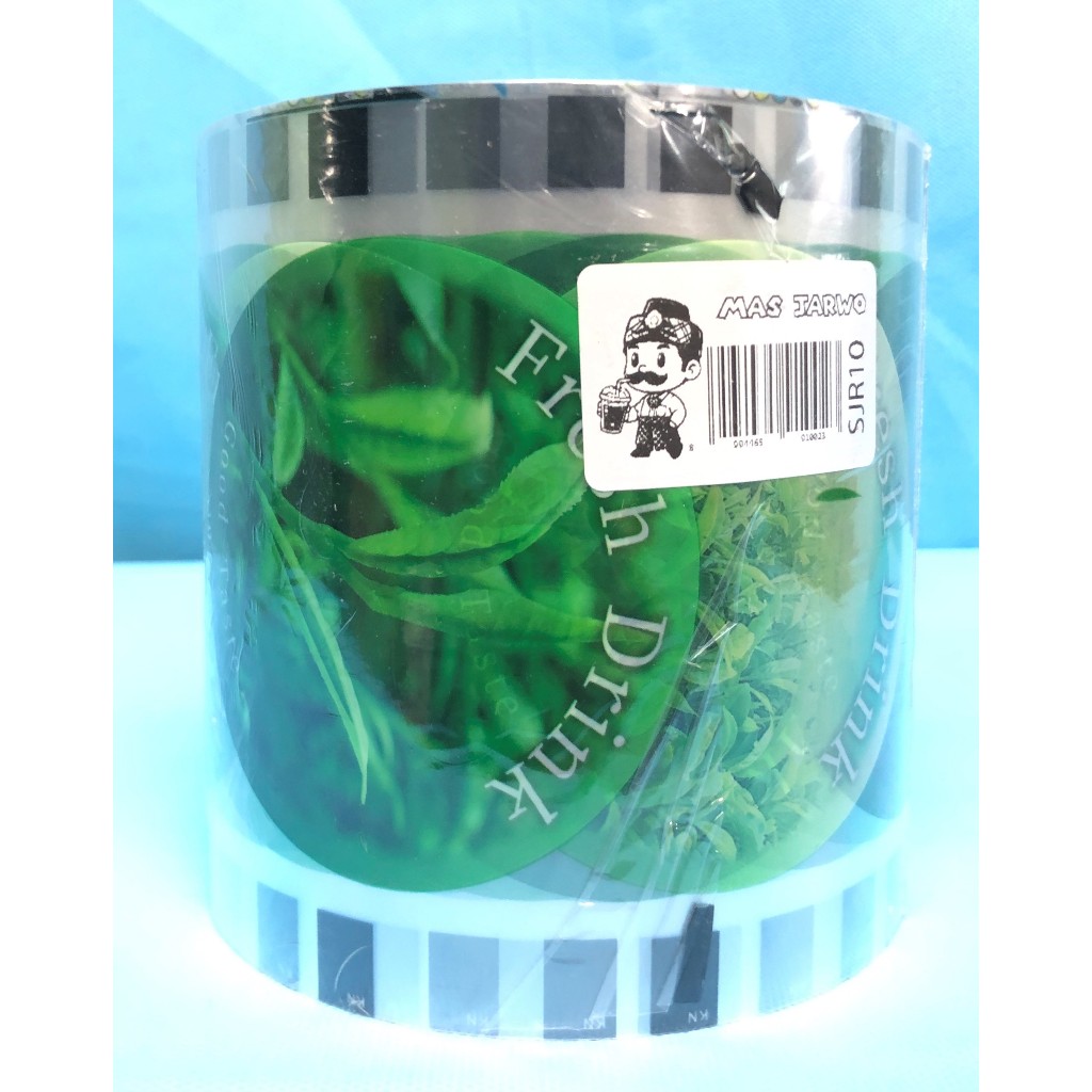Lid Cup Sealer Mas Jarwo Motif Daun Teh Segar 1kg Isi 1000 Cup - Plastik Seal Gelas Es Teh