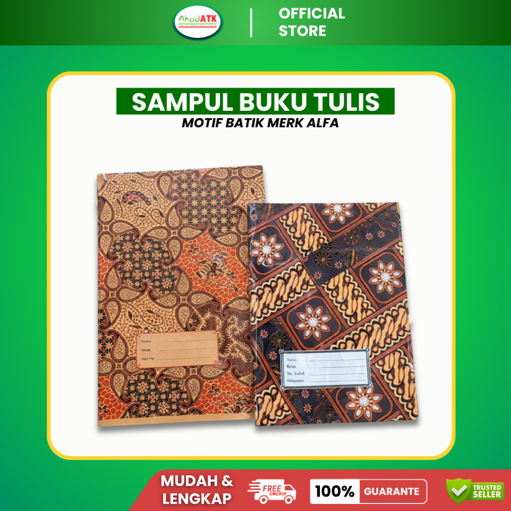 Sampul Buku Batik ALFA | Sampul Buku Tulis Sekolah Motif Batik | Cover Buku Motif Batik