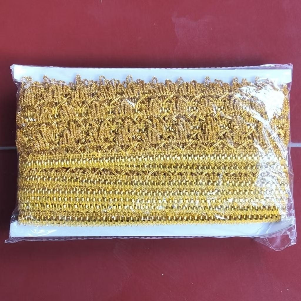 RENDA GOLD 1 METER warna emas renda hiasan aksesoris baju kostum pakaian