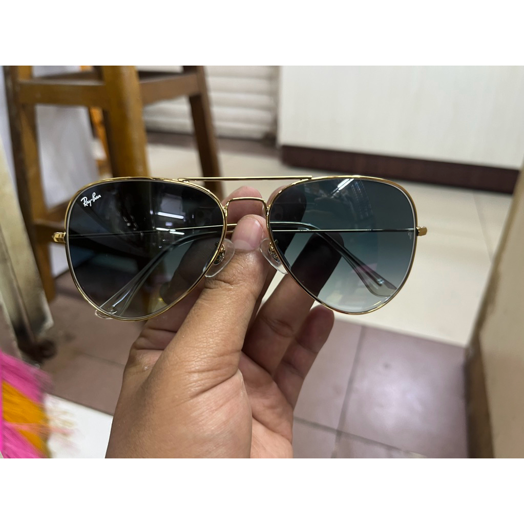 KACAMATA RAYBAN AVIATOR 3026 GOLD LENSA GRADASI HITAM GRADASI