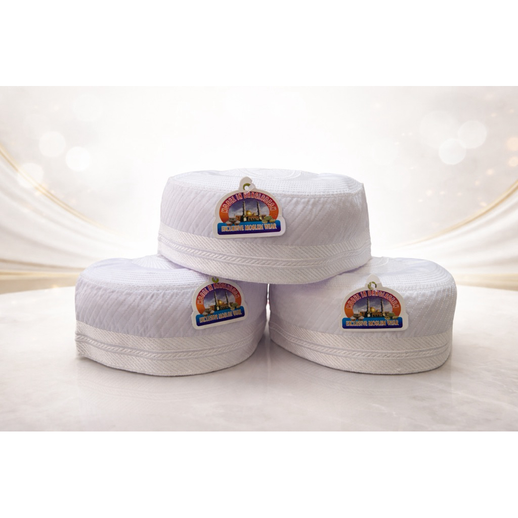peci madinah bugis putih bordir premium original dewasa motif kurit