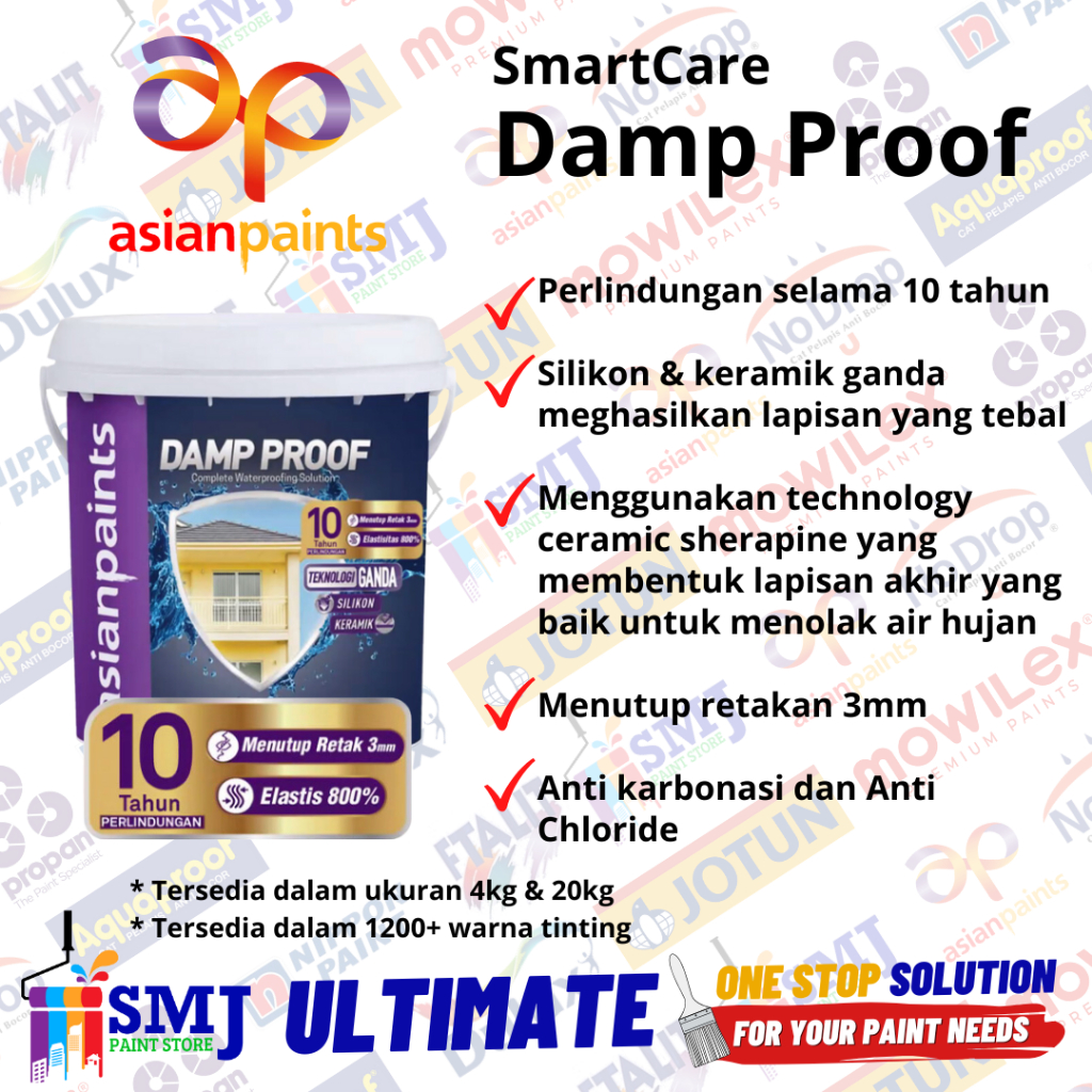 CAT ANTI BOCOR ASIAN PAINTS SMART CARE DAMP PROOF TINTING 20 KG