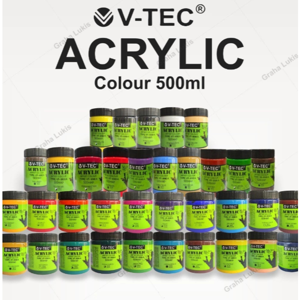 V Tec Cat Acrylic Colour Artist Acrylic Paint 500ml / Cat Acrylic V-TEC 500ml