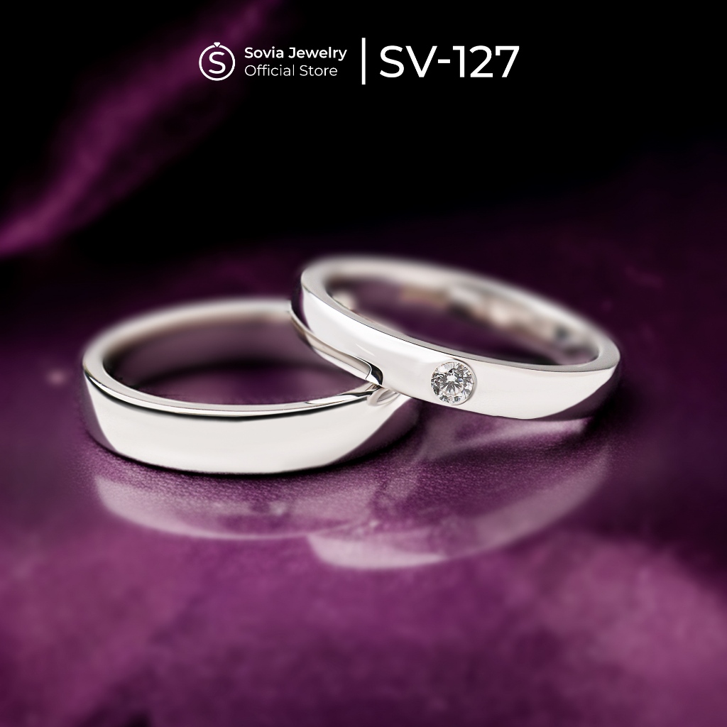 Sovia Jewelry - Cincin Couple Kawin Perak Silver Desain Elegan SV-127