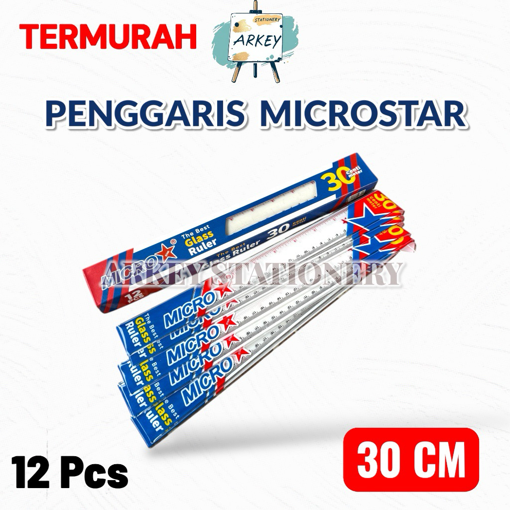 PENGGARIS 30 CM Microstar / 12 Pcs Penggaris 30 CM