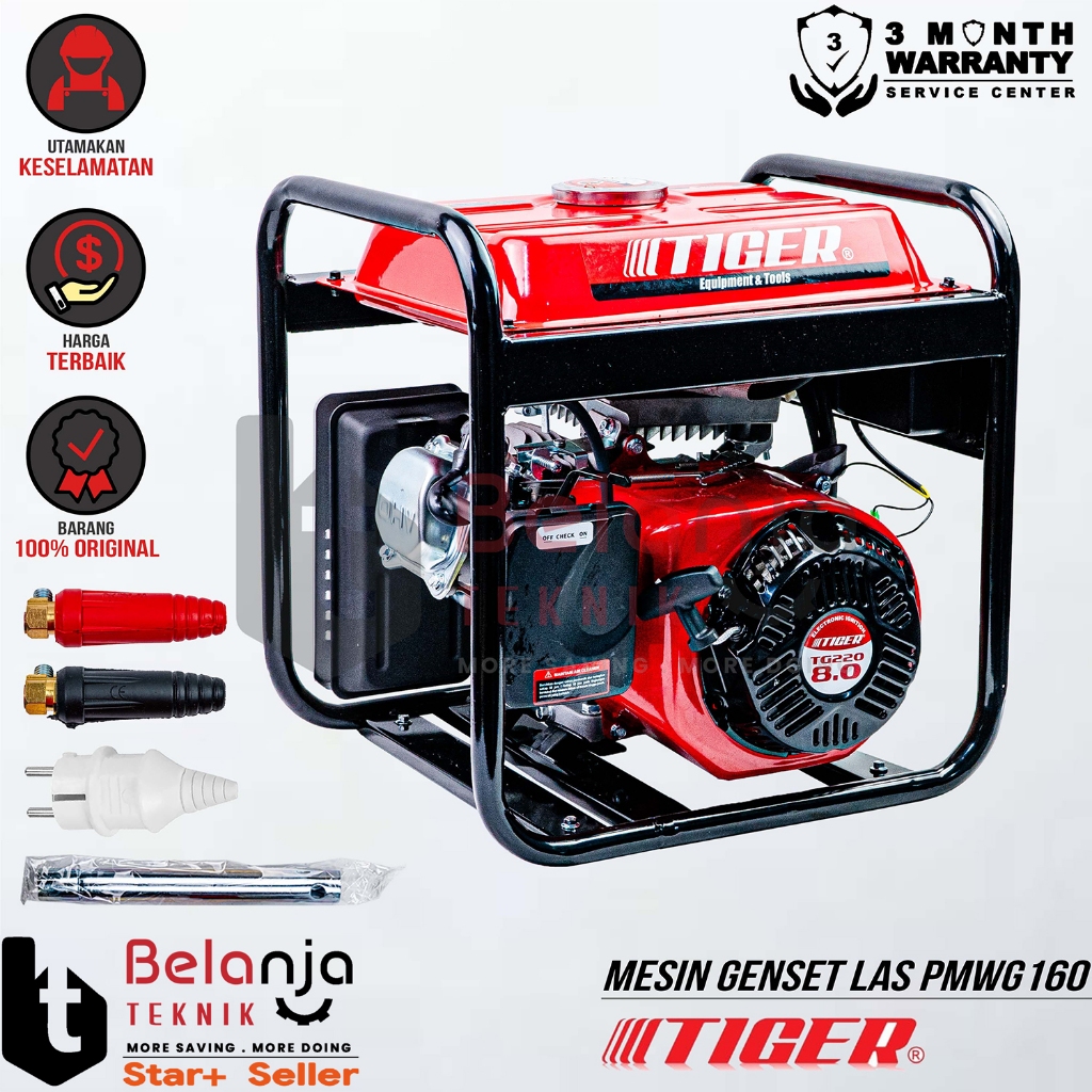 Mesin Genset Las Tiger PMWG 160 Magnet Welding Generator Ampere Permanent Recoil Bensin 4 Tak PMWG16