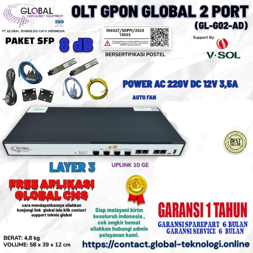 OLT GPON GLOBAL 2 PORT SFP EKSTERNAL