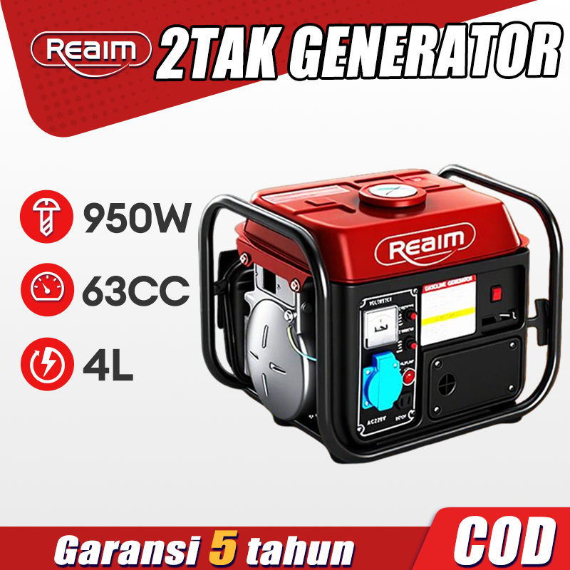 Reaim Mesin Genset Mini Portable 950 Watt Genset Listrik Bensin Generator Berkwalitas