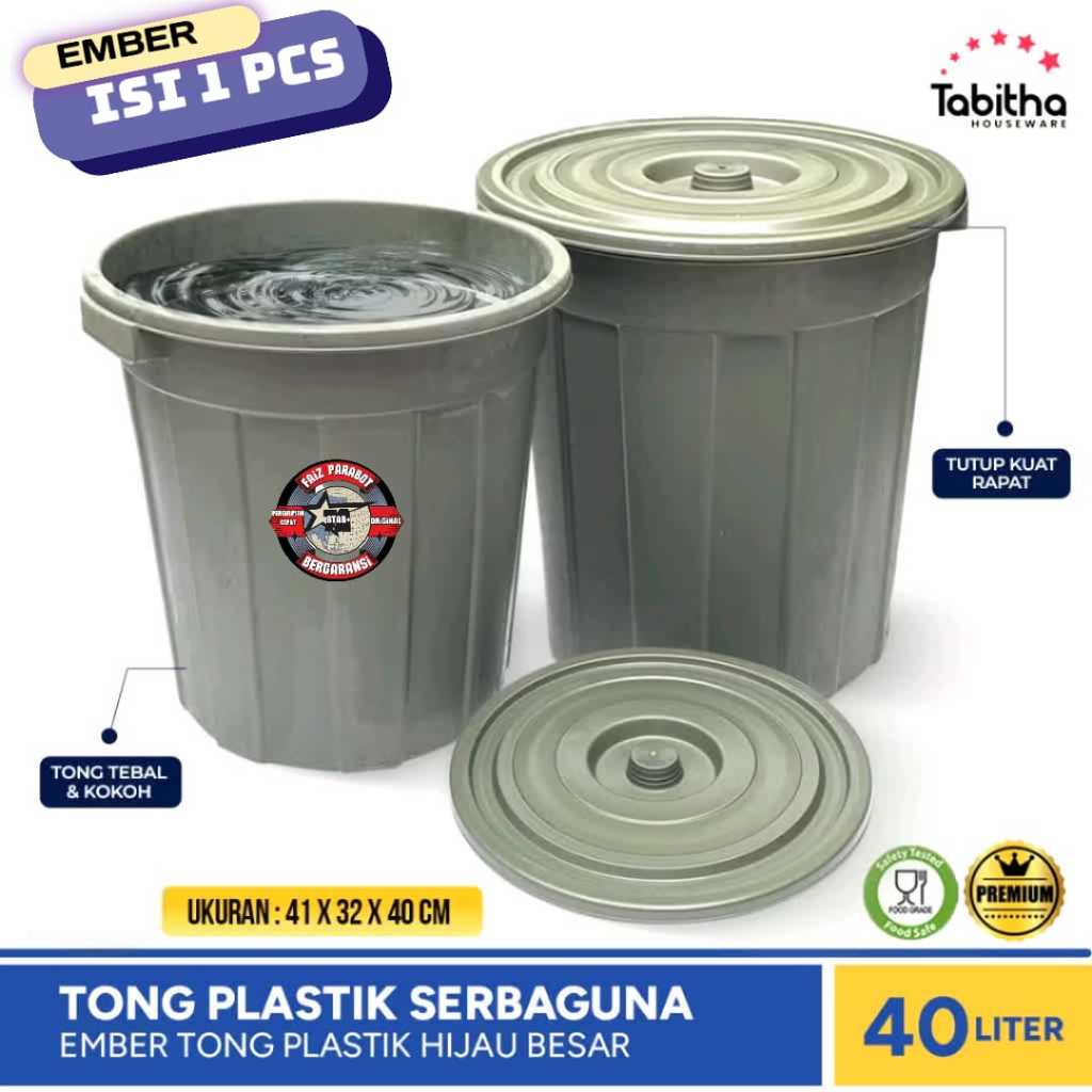 EMBER AIR PLASTIK 40 LITER TABITHA Ember Dengan Tutup 40 Liter