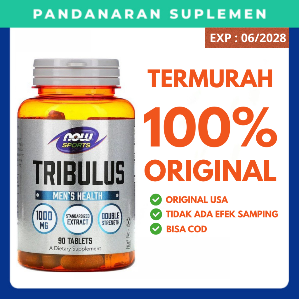 NOW Tribulus 1000 mg 90 Tablets – Dukung Vitalitas Energi & Performa Pria Herbal Alami Harian