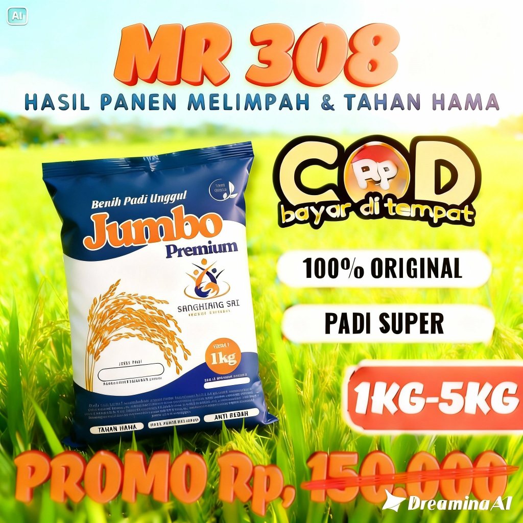 SANGHYANG SRI- Benih Bibit Padi Unggul MR 308 original kemasan 1kg-5kg Berkualitas Anti Hama