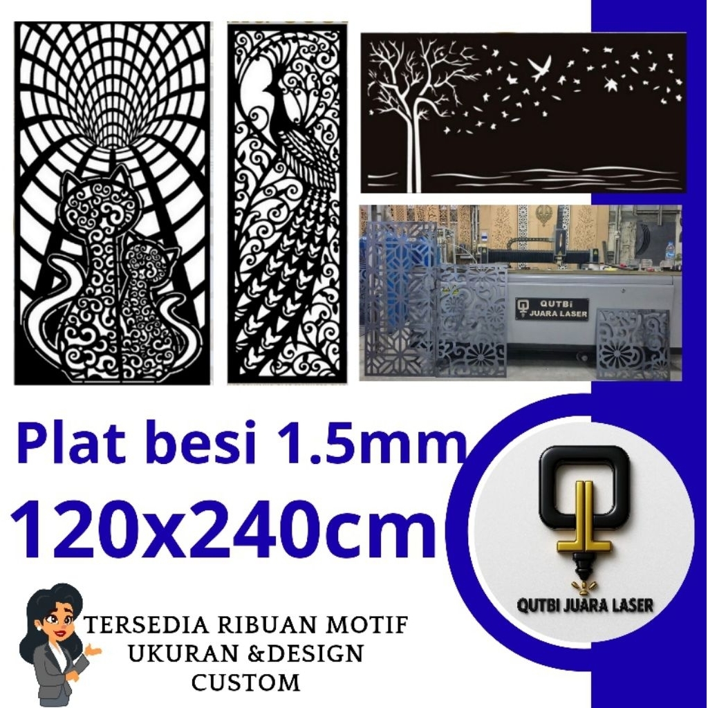 plat besi 1.5mm ornamen 120x240cm