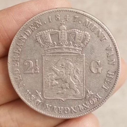 koin perak 2,5 Gulden Willem 2 thn 1847