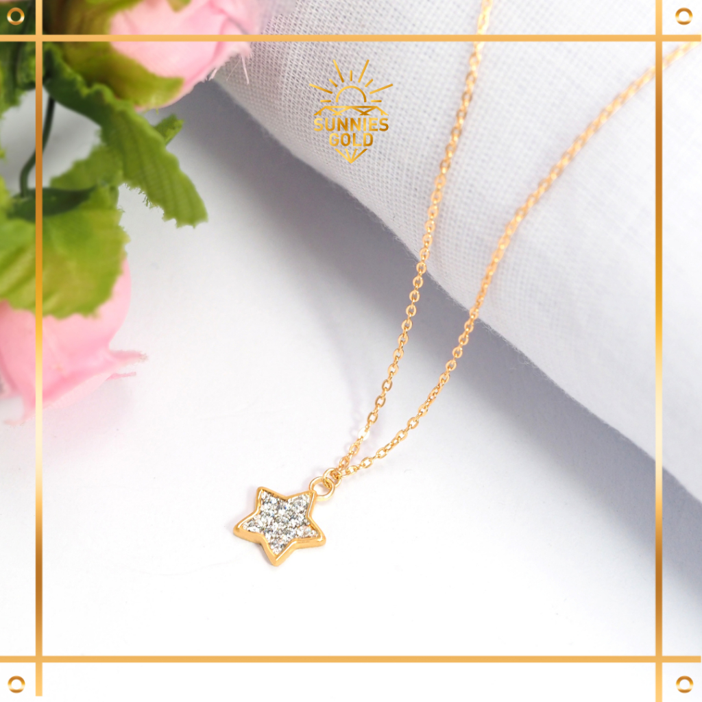 KALUNG EMAS ASLI KADAR 8K KALUNG BINTANG PERMATA ELEGANT KALUN LIONTIN EMAS SUNNIES GOLD- KL42 19 & 