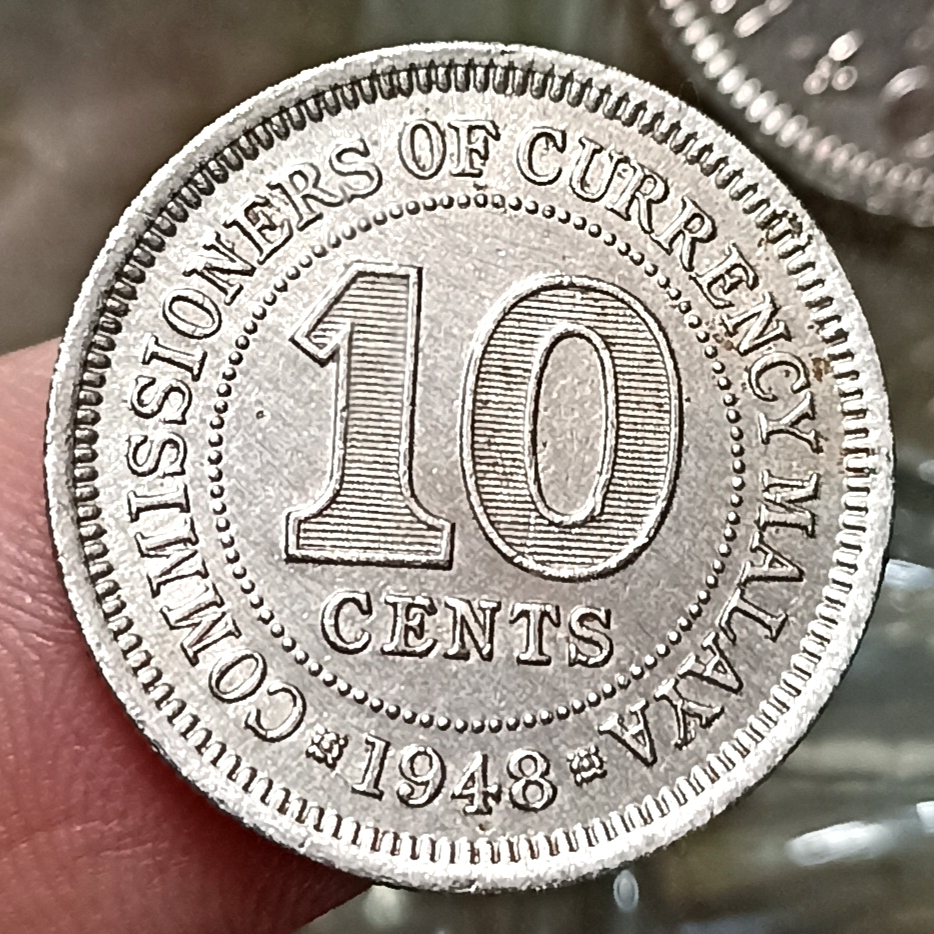 Koin Kuno Malaya 10 Cents - George VI Tahun 1948