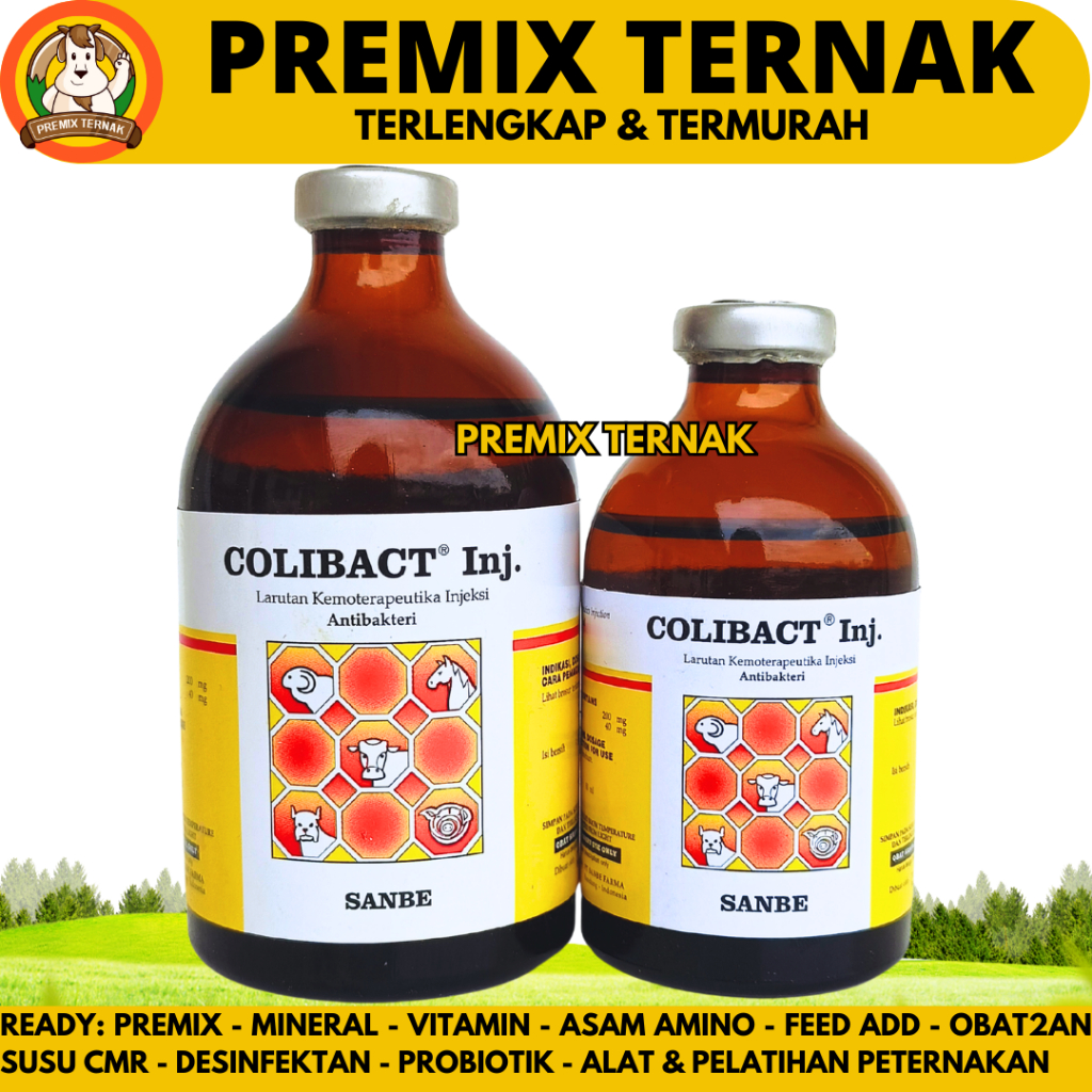 COLIBACT INJ 50ML COLIBACT INJ 100ML SANBE - Obat Hewan Antibakteri Pencernaan Ternak Sapi Kambing