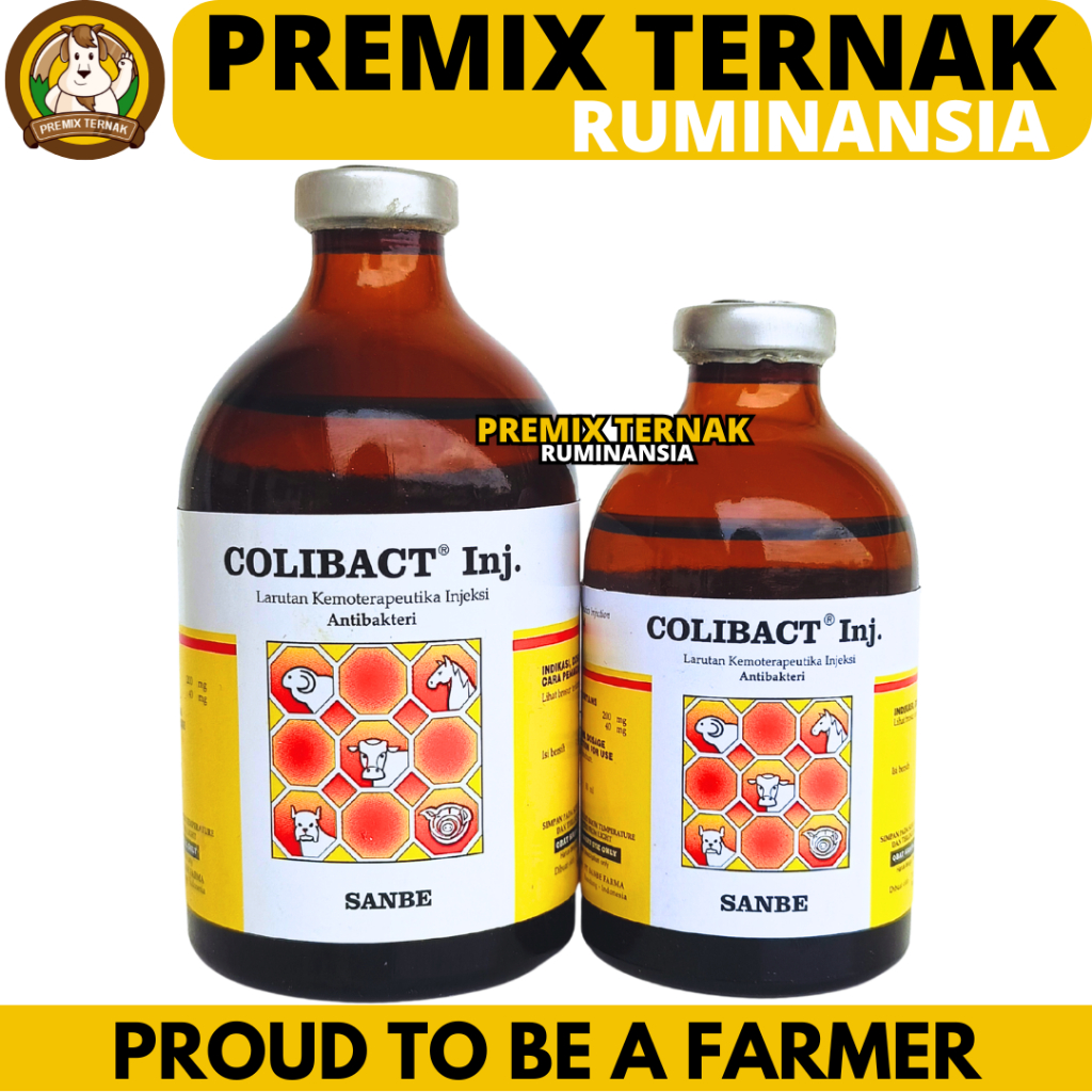 COLIBACT INJ 50ML COLIBACT INJ 100ML SANBE - Obat Hewan Antibakteri Pencernaan Ternak Sapi Kambing