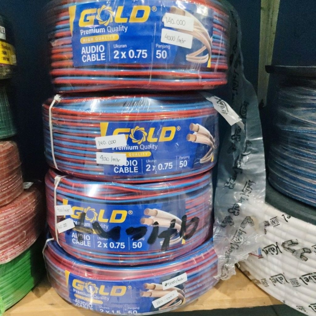 PERMETER KABEL SERABUT AUDIO ROUND GOLD 2x0.75 & 2x1.5 4