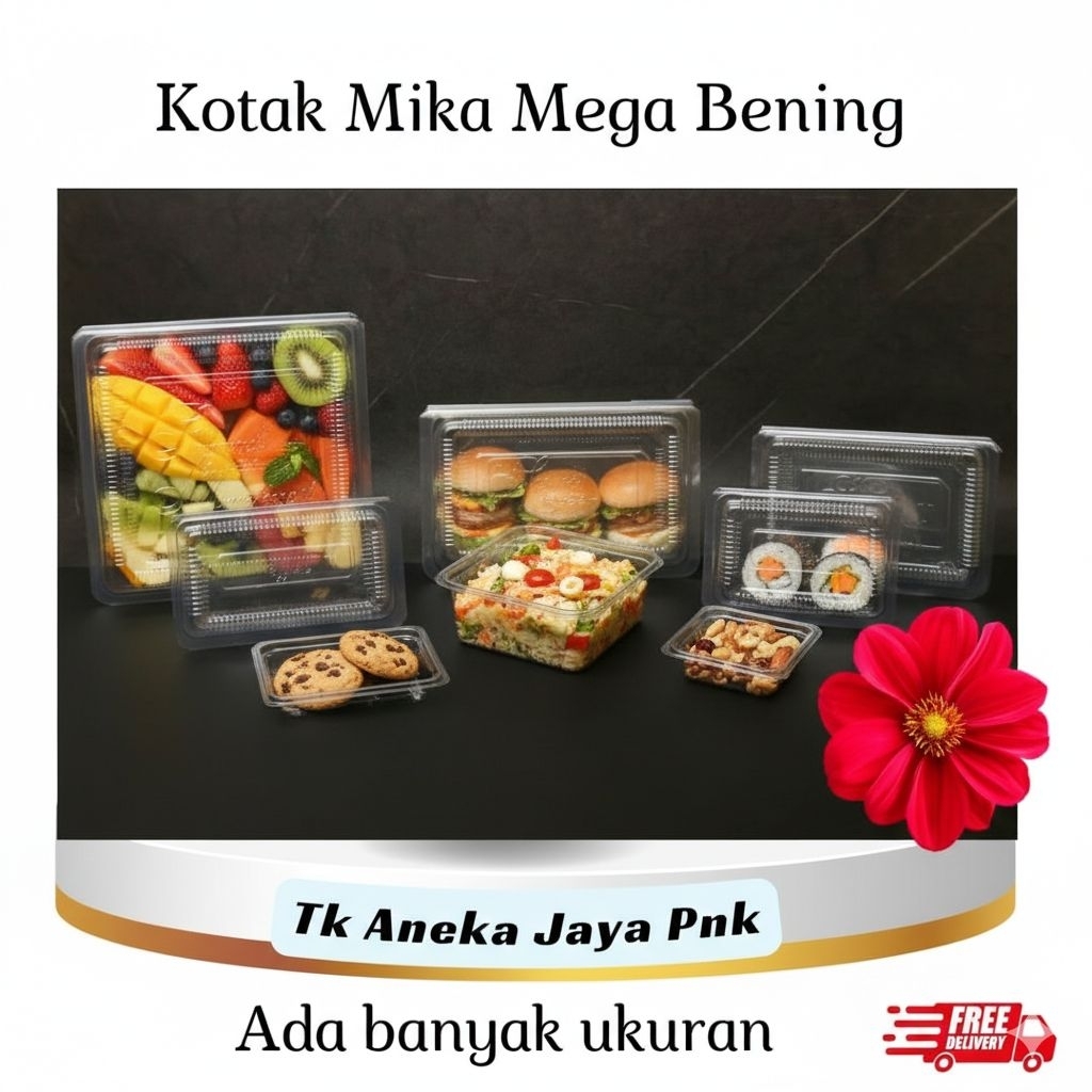 Kotak Plastik Mika Bening Makanan / Nasi isi 100pc