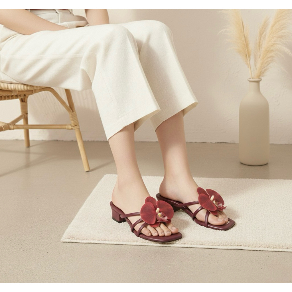 Nuna Orchid Maroon Shoes Momen wcraft.id sandal lebaran sandal ramadhan