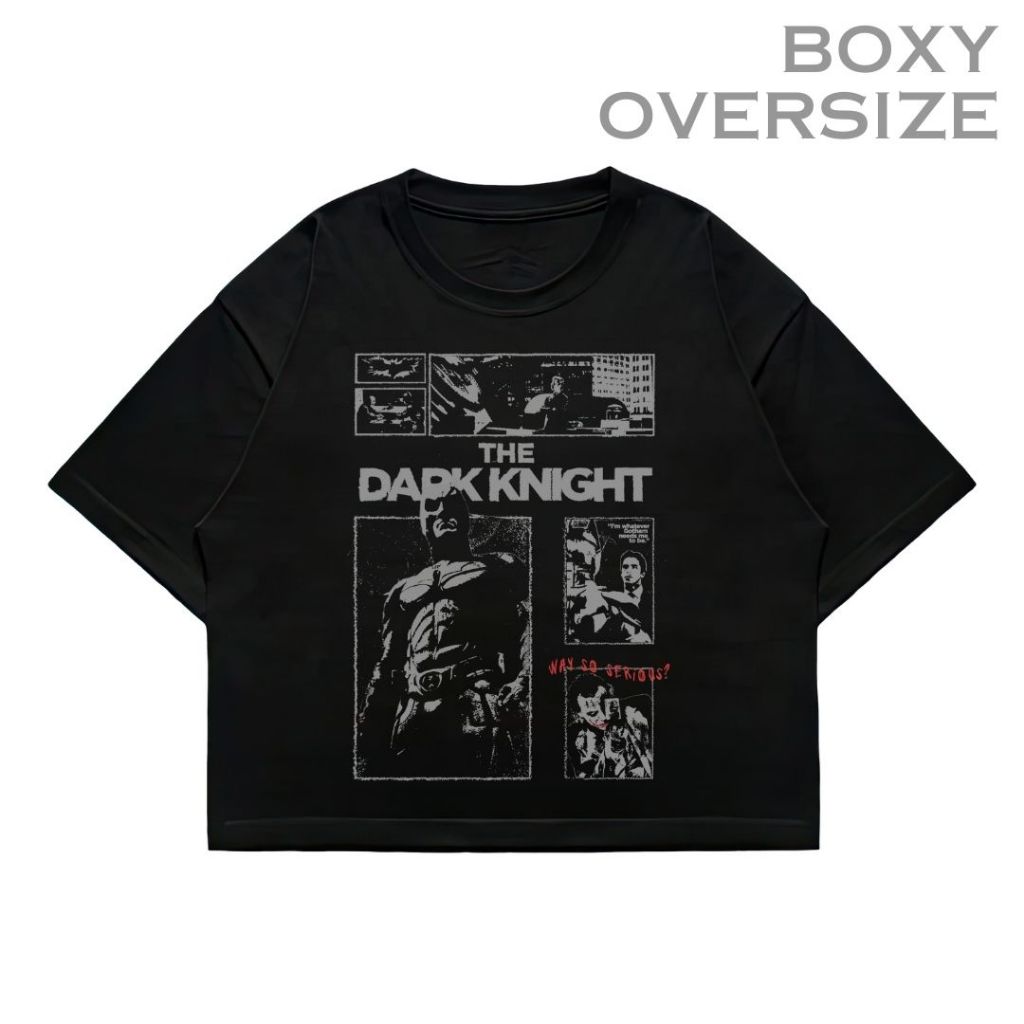 Psycho Crucify "The Dark Knight" Boxy Oversized T-Shirt | Black | Kaos Oversize | Vintage | Atasan |